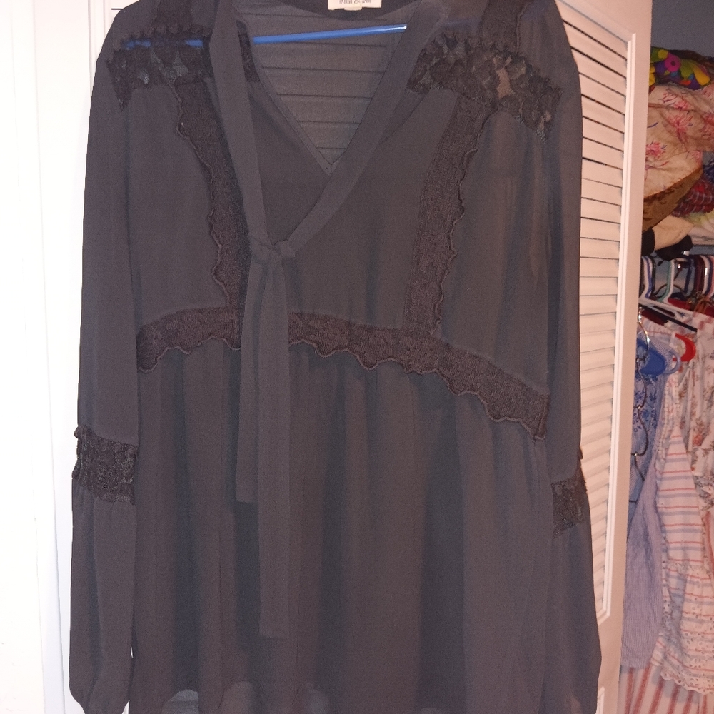 Taylor and sage sheer black shirt
